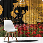 Wallabies ANZAC Day Window Curtain Last Post Poppy Lest We Forget