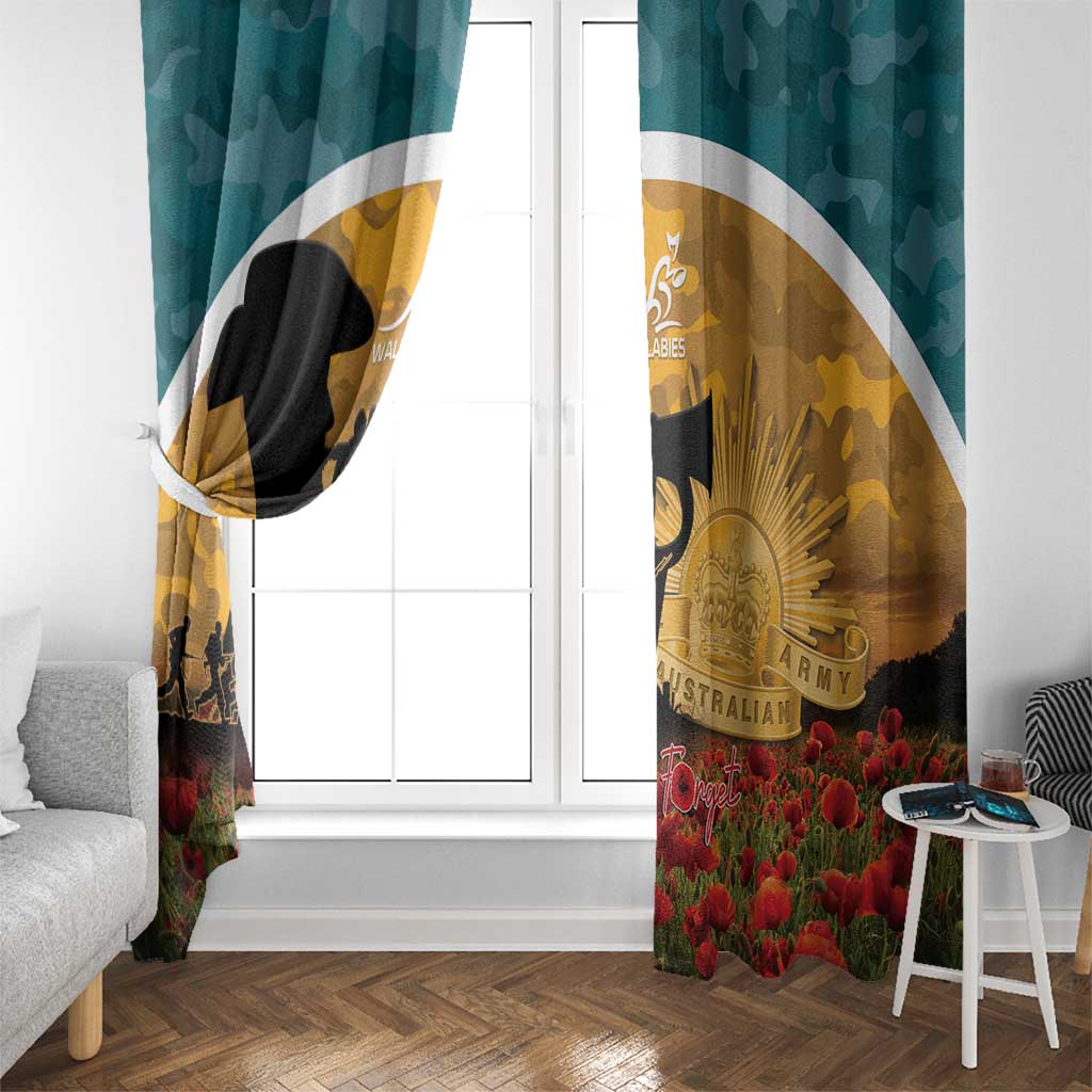 Wallabies ANZAC Day Window Curtain Last Post Poppy Lest We Forget