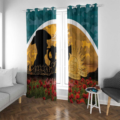 Wallabies ANZAC Day Window Curtain Last Post Poppy Lest We Forget