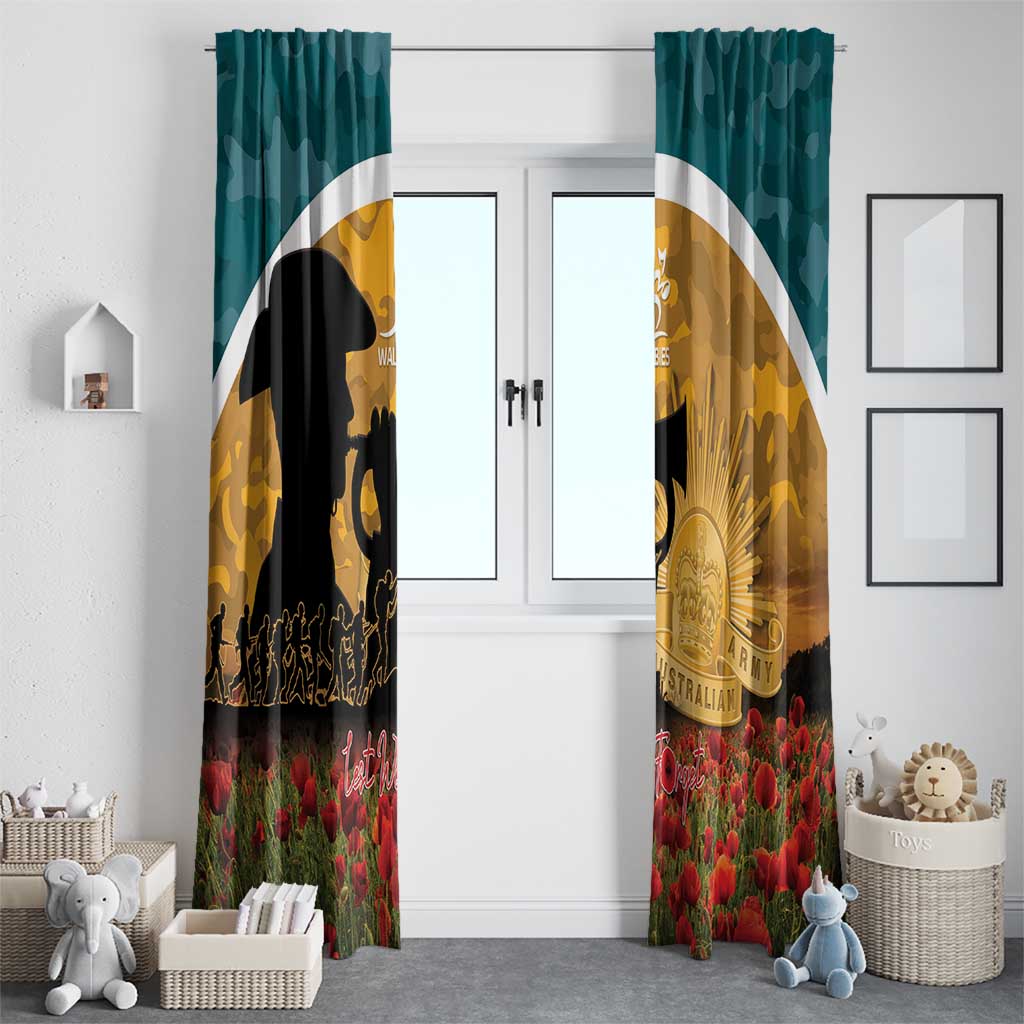 Wallabies ANZAC Day Window Curtain Last Post Poppy Lest We Forget