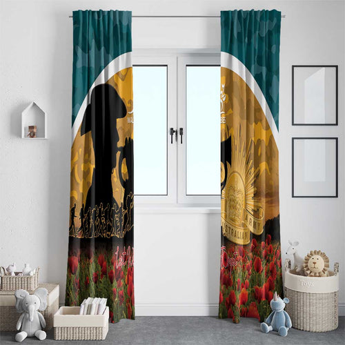 Wallabies ANZAC Day Window Curtain Last Post Poppy Lest We Forget