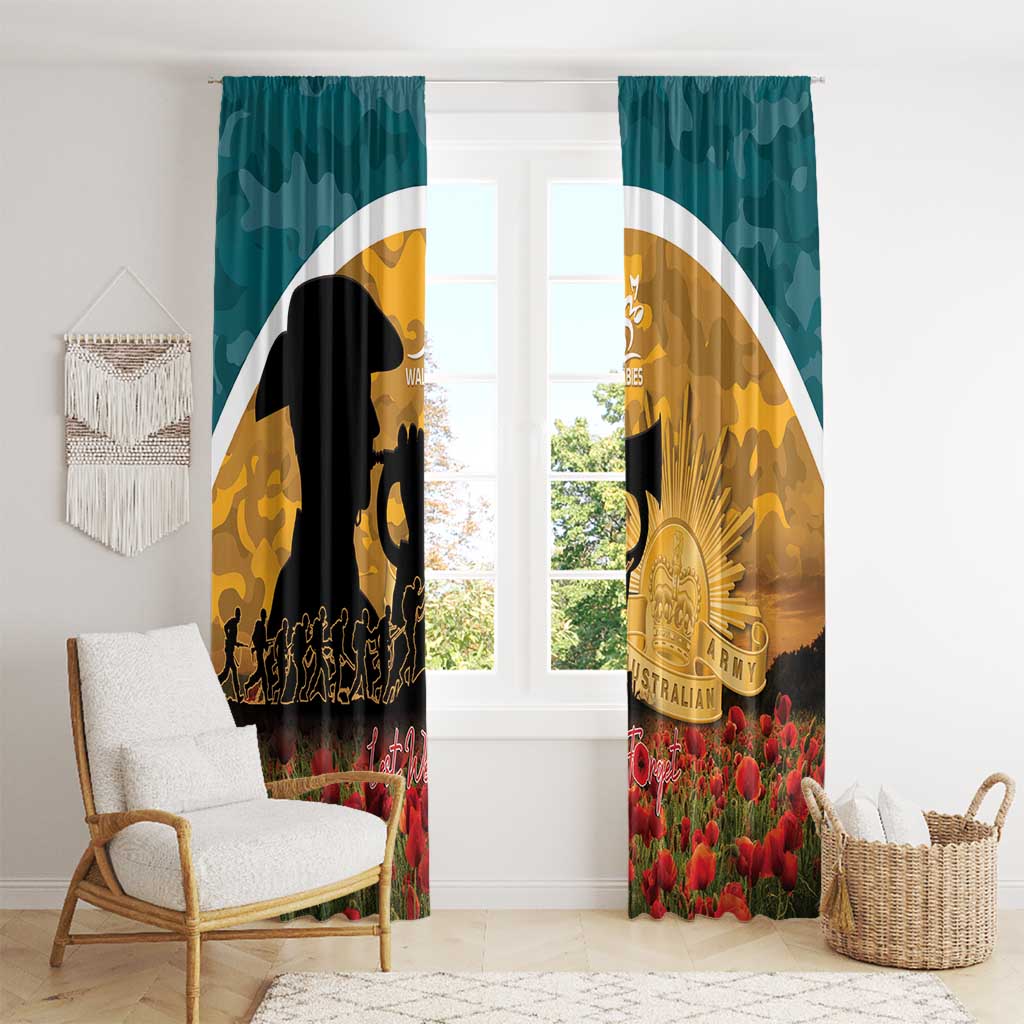 Wallabies ANZAC Day Window Curtain Last Post Poppy Lest We Forget