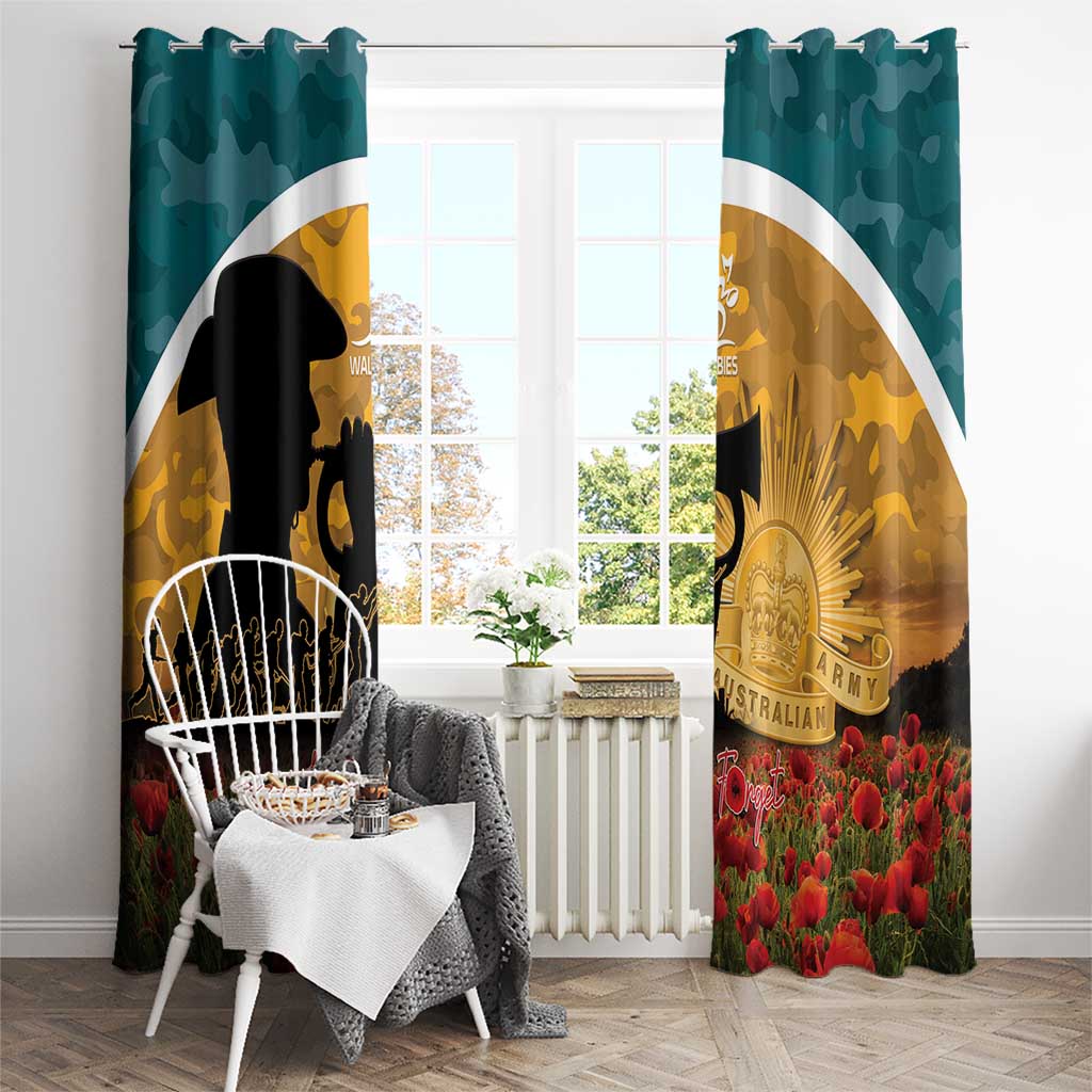 Wallabies ANZAC Day Window Curtain Last Post Poppy Lest We Forget