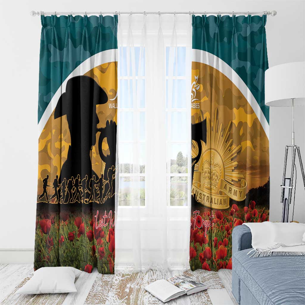 Wallabies ANZAC Day Window Curtain Last Post Poppy Lest We Forget