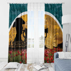 Wallabies ANZAC Day Window Curtain Last Post Poppy Lest We Forget