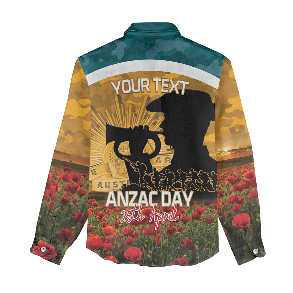 Personalised Wallabies ANZAC Day Women Casual Shirt Last Post Poppy Lest We Forget