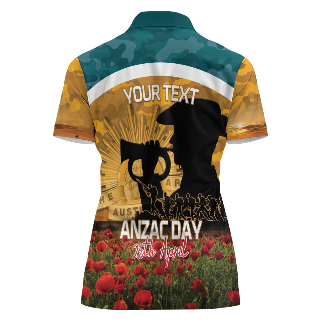 Personalised Wallabies ANZAC Day Women Polo Shirt Last Post Poppy Lest We Forget