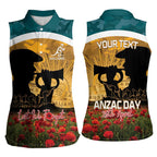 Personalised Wallabies ANZAC Day Women Sleeveless Polo Shirt Last Post Poppy Lest We Forget