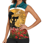 Personalised Wallabies ANZAC Day Women Sleeveless Polo Shirt Last Post Poppy Lest We Forget