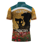 Personalised Wallabies ANZAC Day Zipper Polo Shirt Last Post Poppy Lest We Forget