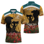 Personalised Wallabies ANZAC Day Zipper Polo Shirt Last Post Poppy Lest We Forget