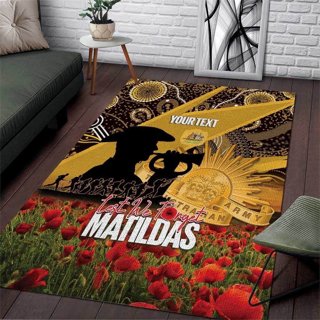 Personalised Australia Matildas ANZAC Day Area Rug Last Post Poppy Lest We Forget