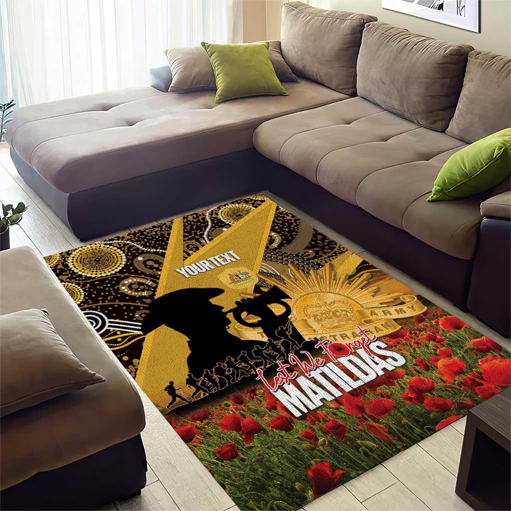 Personalised Australia Matildas ANZAC Day Area Rug Last Post Poppy Lest We Forget