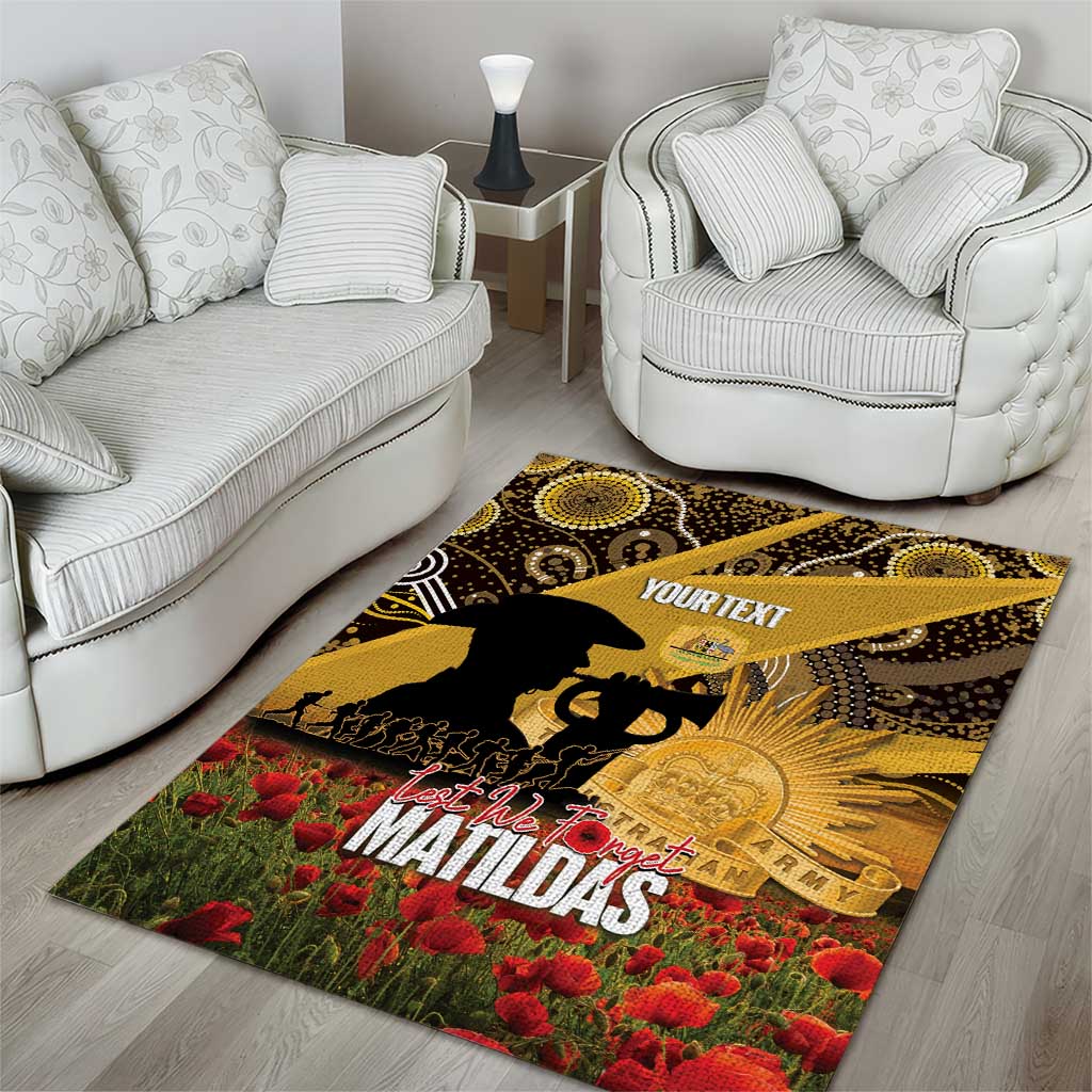 Personalised Australia Matildas ANZAC Day Area Rug Last Post Poppy Lest We Forget
