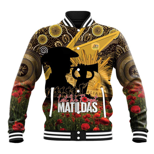 Personalised Australia Matildas ANZAC Day Baseball Jacket Last Post Poppy Lest We Forget