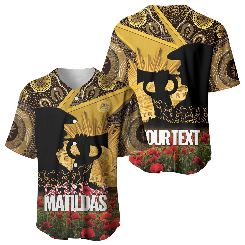 Personalised Australia Matildas ANZAC Day Baseball Jersey Last Post Poppy Lest We Forget