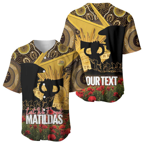 Personalised Australia Matildas ANZAC Day Baseball Jersey Last Post Poppy Lest We Forget