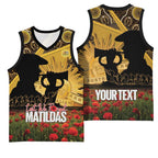 Personalised Australia Matildas ANZAC Day Basketball Jersey Last Post Poppy Lest We Forget