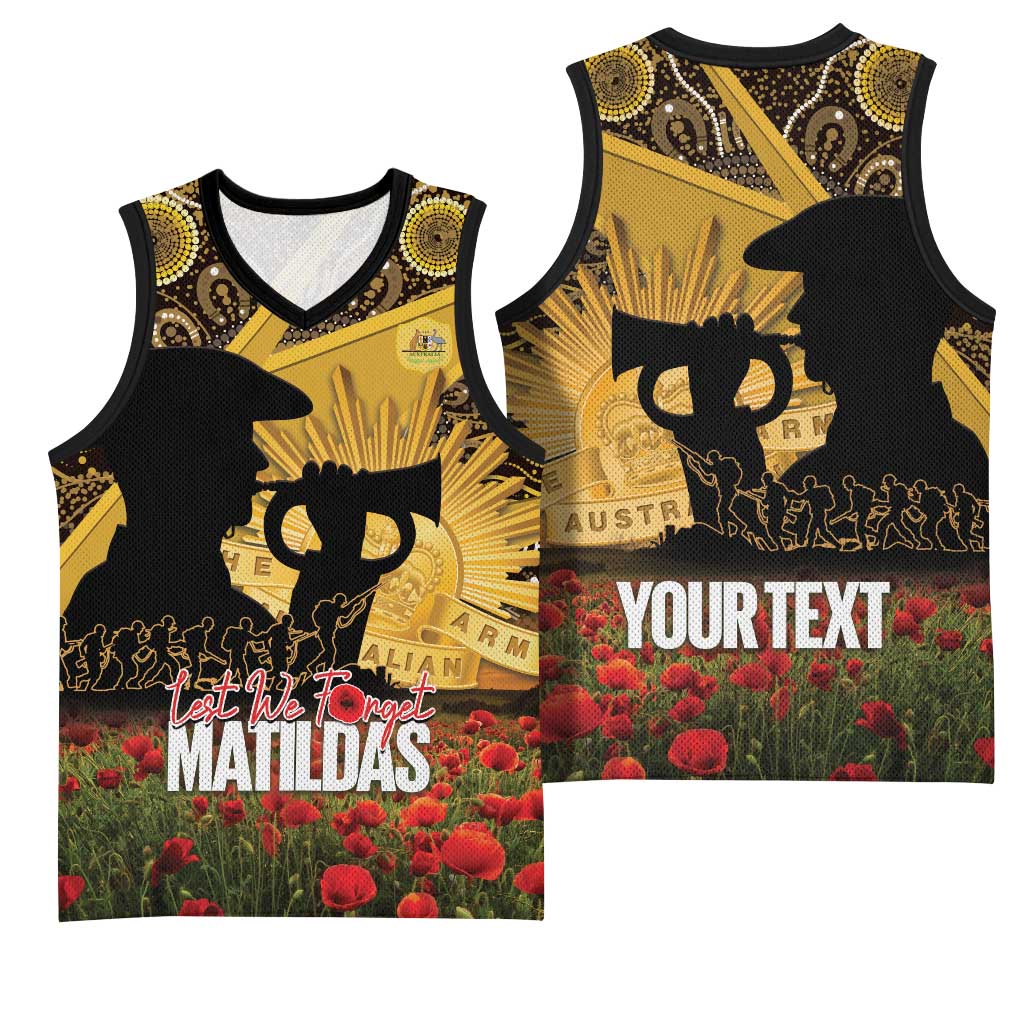 Personalised Australia Matildas ANZAC Day Basketball Jersey Last Post Poppy Lest We Forget