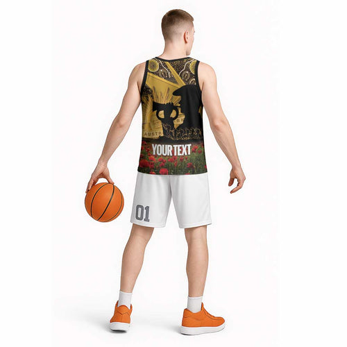 Personalised Australia Matildas ANZAC Day Basketball Jersey Last Post Poppy Lest We Forget