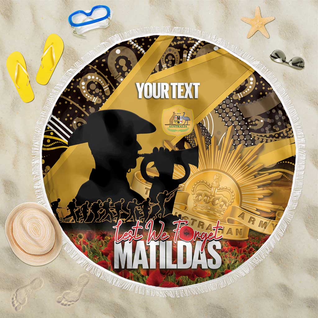 Personalised Australia Matildas ANZAC Day Beach Blanket Last Post Poppy Lest We Forget