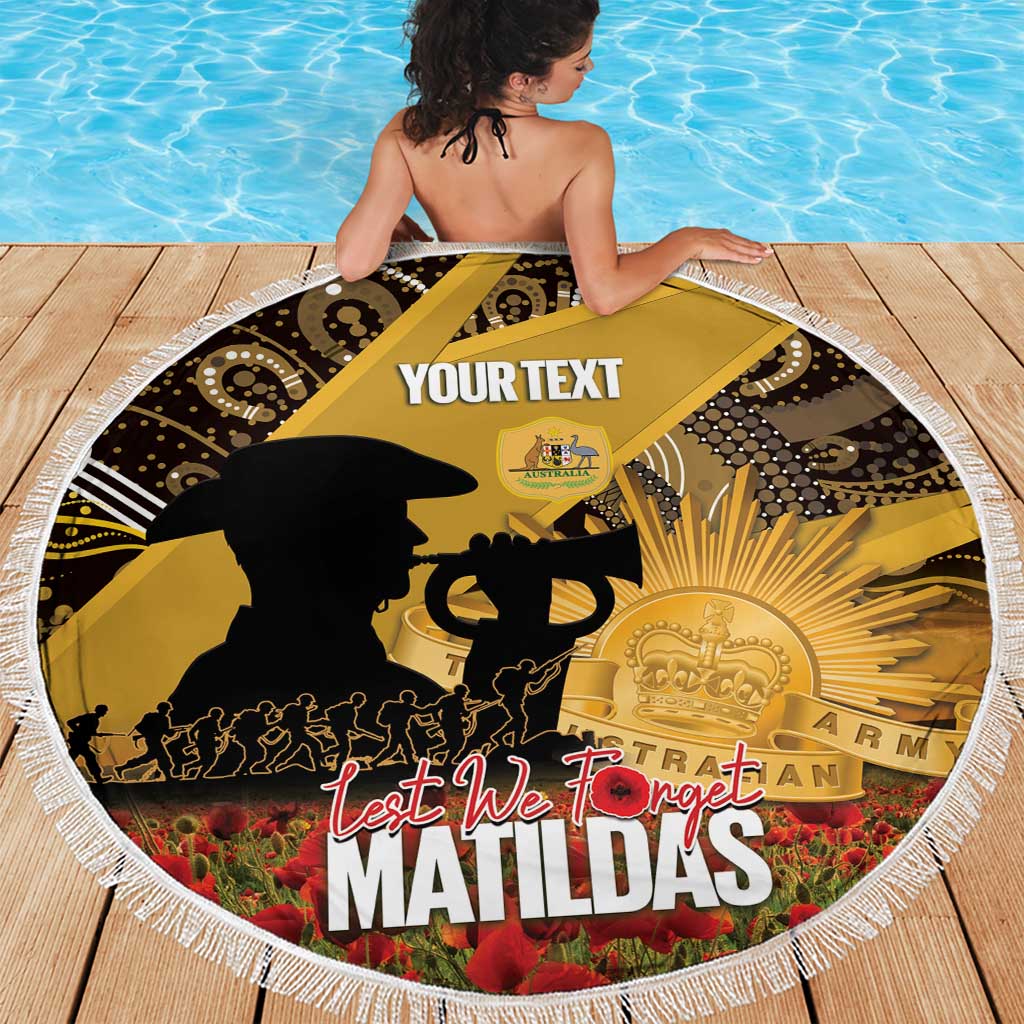 Personalised Australia Matildas ANZAC Day Beach Blanket Last Post Poppy Lest We Forget