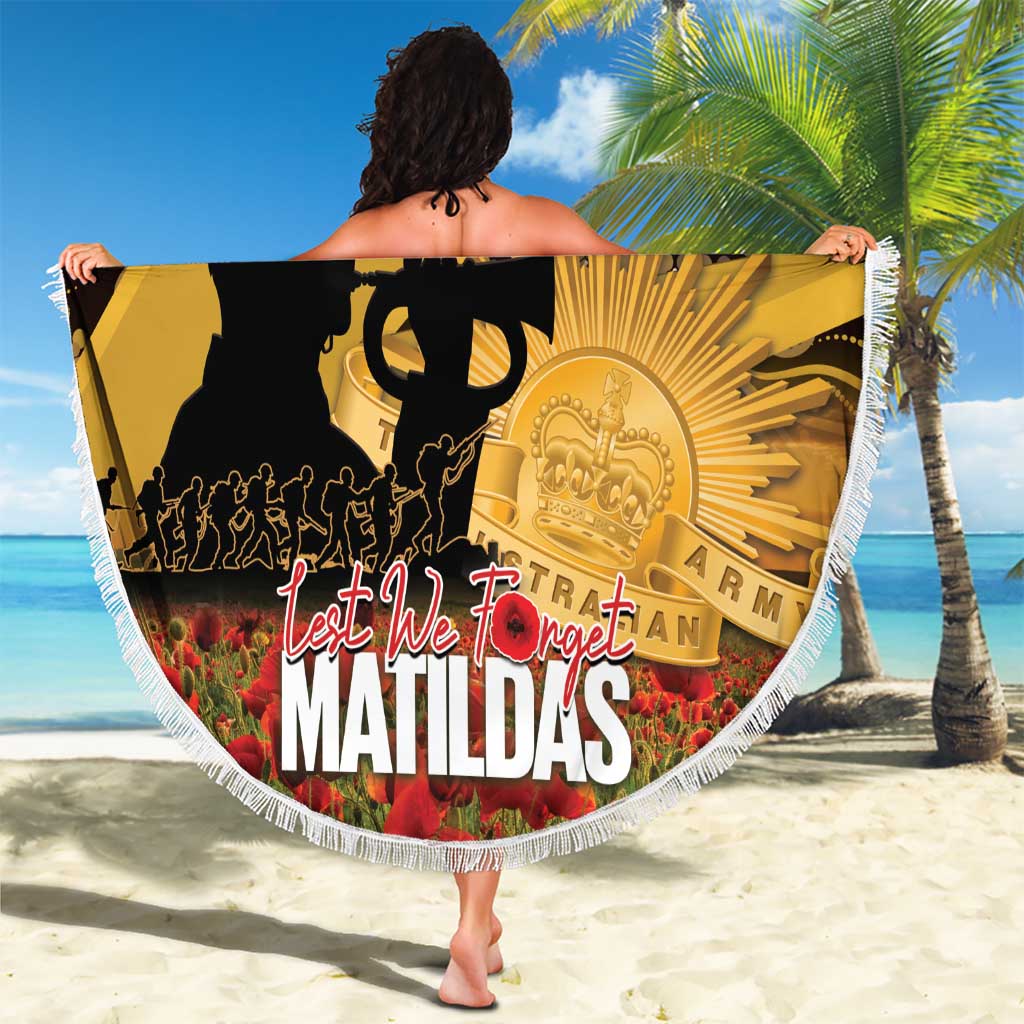 Personalised Australia Matildas ANZAC Day Beach Blanket Last Post Poppy Lest We Forget