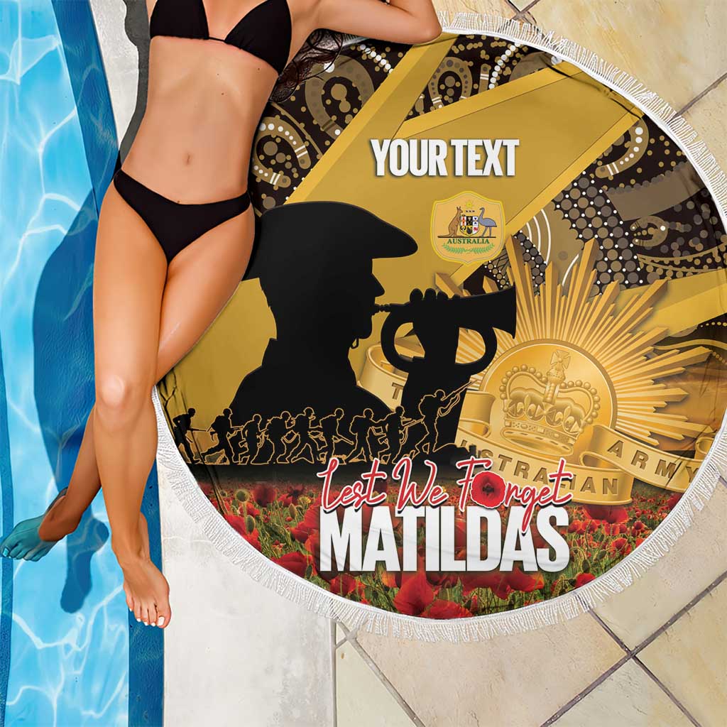 Personalised Australia Matildas ANZAC Day Beach Blanket Last Post Poppy Lest We Forget