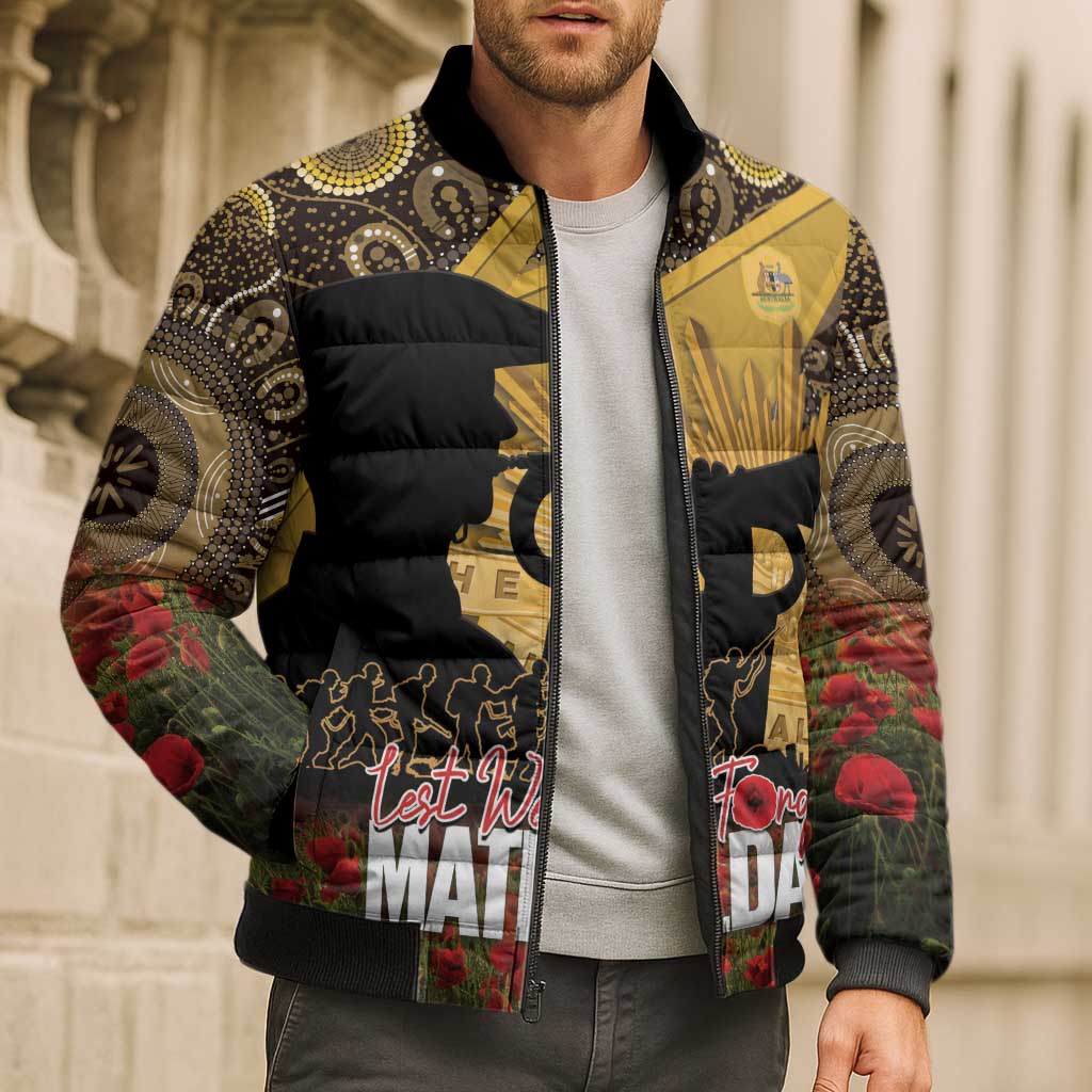 Personalised Australia Matildas ANZAC Day Bomber Puffer Jacket Last Post Poppy Lest We Forget