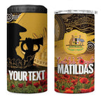 Personalised Australia Matildas ANZAC Day 4 in 1 Can Cooler Tumbler Last Post Poppy Lest We Forget
