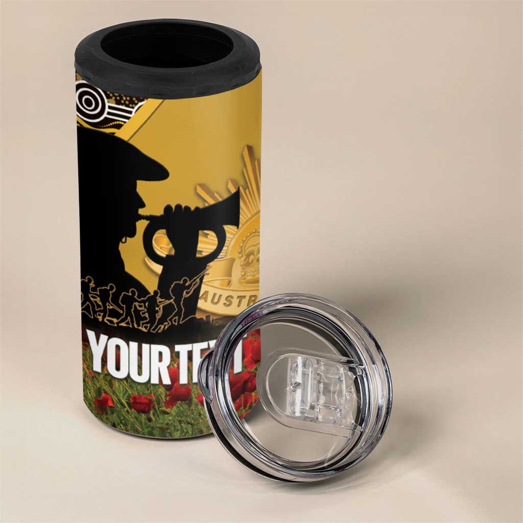 Personalised Australia Matildas ANZAC Day 4 in 1 Can Cooler Tumbler Last Post Poppy Lest We Forget
