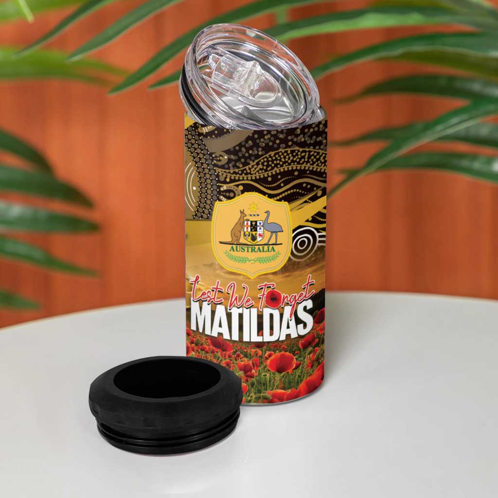 Personalised Australia Matildas ANZAC Day 4 in 1 Can Cooler Tumbler Last Post Poppy Lest We Forget