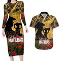 Personalised Australia Matildas ANZAC Day Couples Matching Long Sleeve Bodycon Dress and Hawaiian Shirt Last Post Poppy Lest We Forget