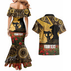 Personalised Australia Matildas ANZAC Day Couples Matching Mermaid Dress and Hawaiian Shirt Last Post Poppy Lest We Forget