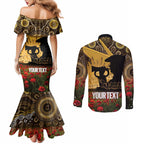 Personalised Australia Matildas ANZAC Day Couples Matching Mermaid Dress and Long Sleeve Button Shirt Last Post Poppy Lest We Forget