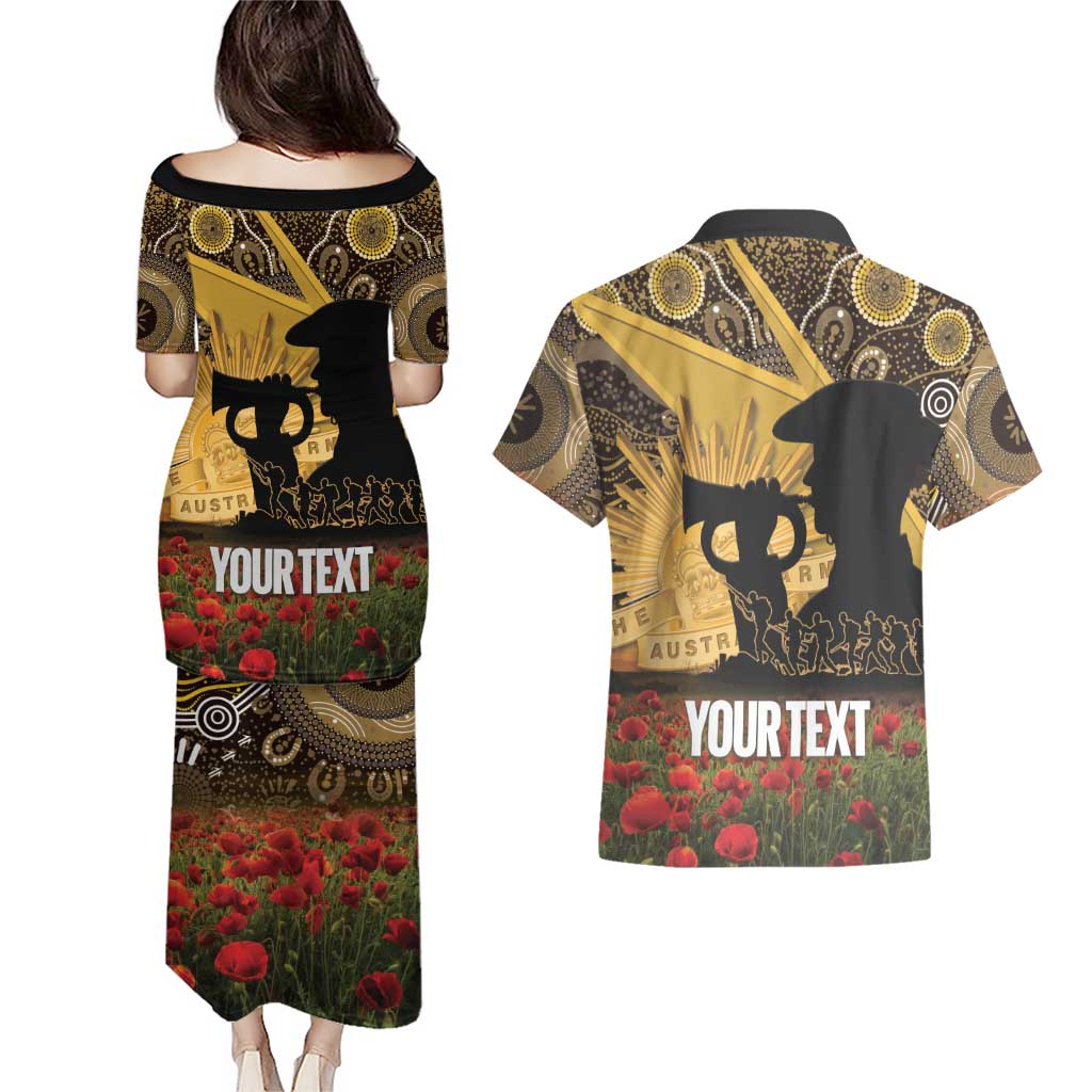 Personalised Australia Matildas ANZAC Day Couples Matching Puletasi and Hawaiian Shirt Last Post Poppy Lest We Forget