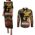 Personalised Australia Matildas ANZAC Day Couples Matching Puletasi and Long Sleeve Button Shirt Last Post Poppy Lest We Forget