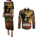 Personalised Australia Matildas ANZAC Day Couples Matching Puletasi and Long Sleeve Button Shirt Last Post Poppy Lest We Forget