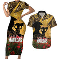 Personalised Australia Matildas ANZAC Day Couples Matching Short Sleeve Bodycon Dress and Hawaiian Shirt Last Post Poppy Lest We Forget