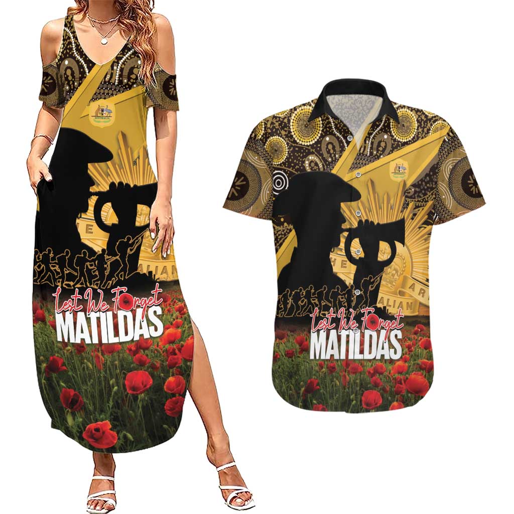 Personalised Australia Matildas ANZAC Day Couples Matching Summer Maxi Dress and Hawaiian Shirt Last Post Poppy Lest We Forget