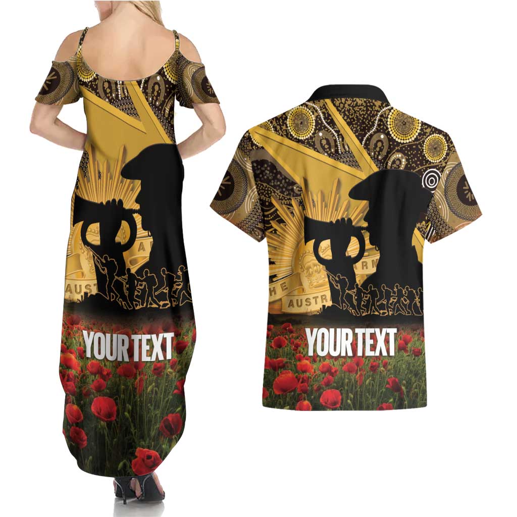Personalised Australia Matildas ANZAC Day Couples Matching Summer Maxi Dress and Hawaiian Shirt Last Post Poppy Lest We Forget