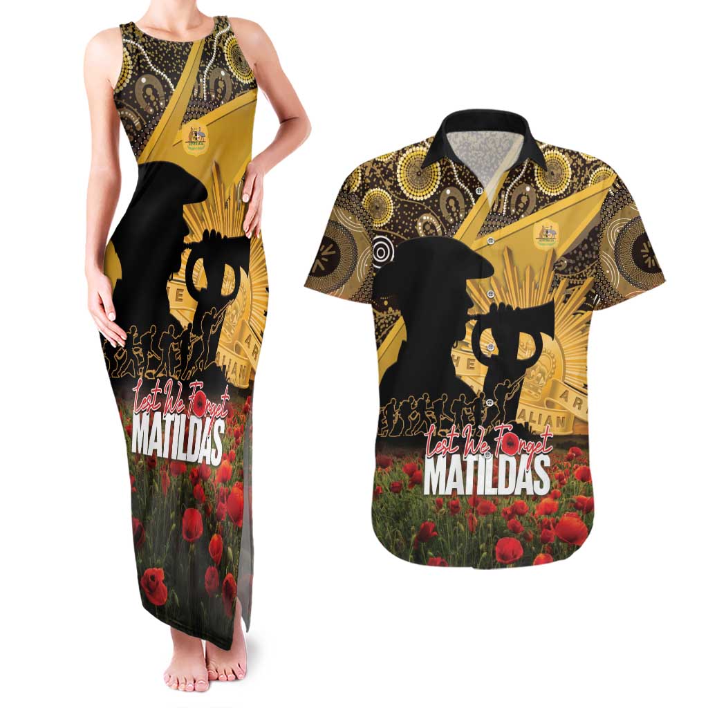 Personalised Australia Matildas ANZAC Day Couples Matching Tank Maxi Dress and Hawaiian Shirt Last Post Poppy Lest We Forget