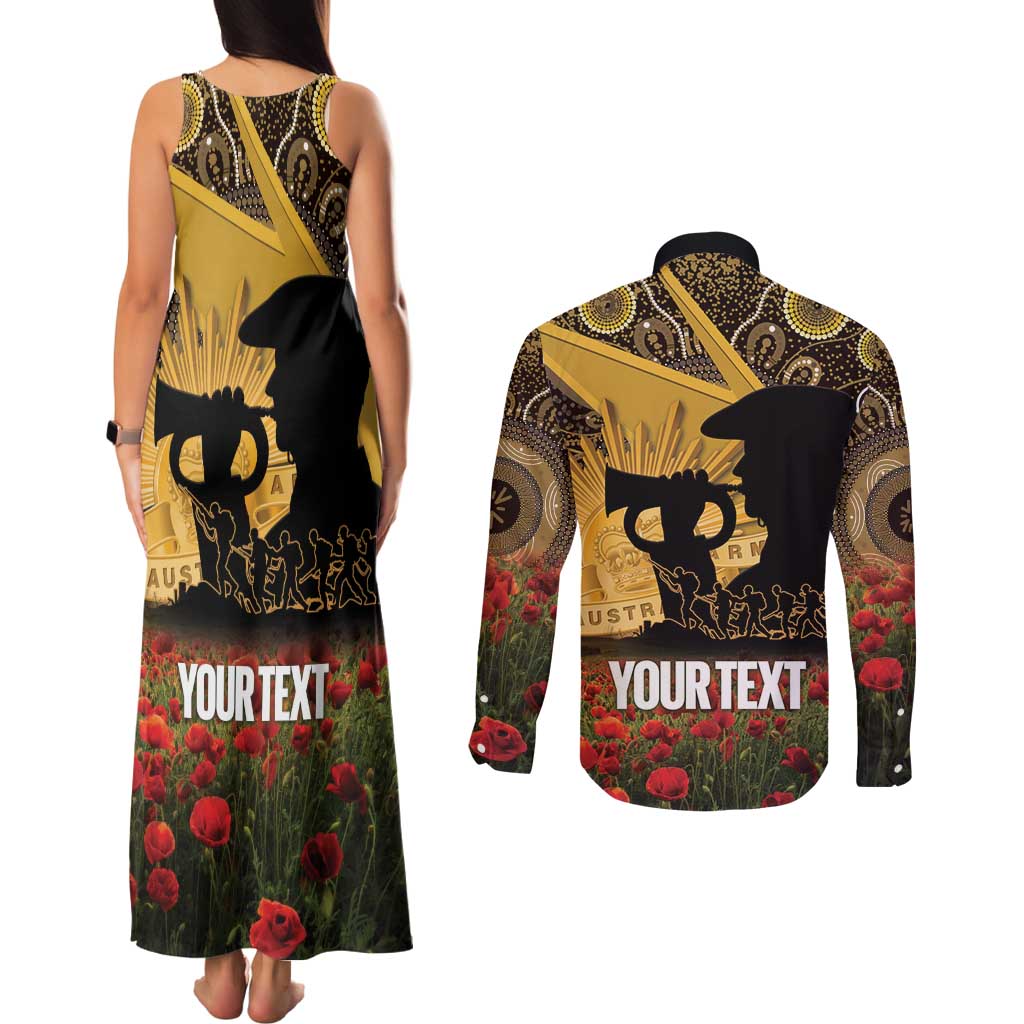 Personalised Australia Matildas ANZAC Day Couples Matching Tank Maxi Dress and Long Sleeve Button Shirt Last Post Poppy Lest We Forget