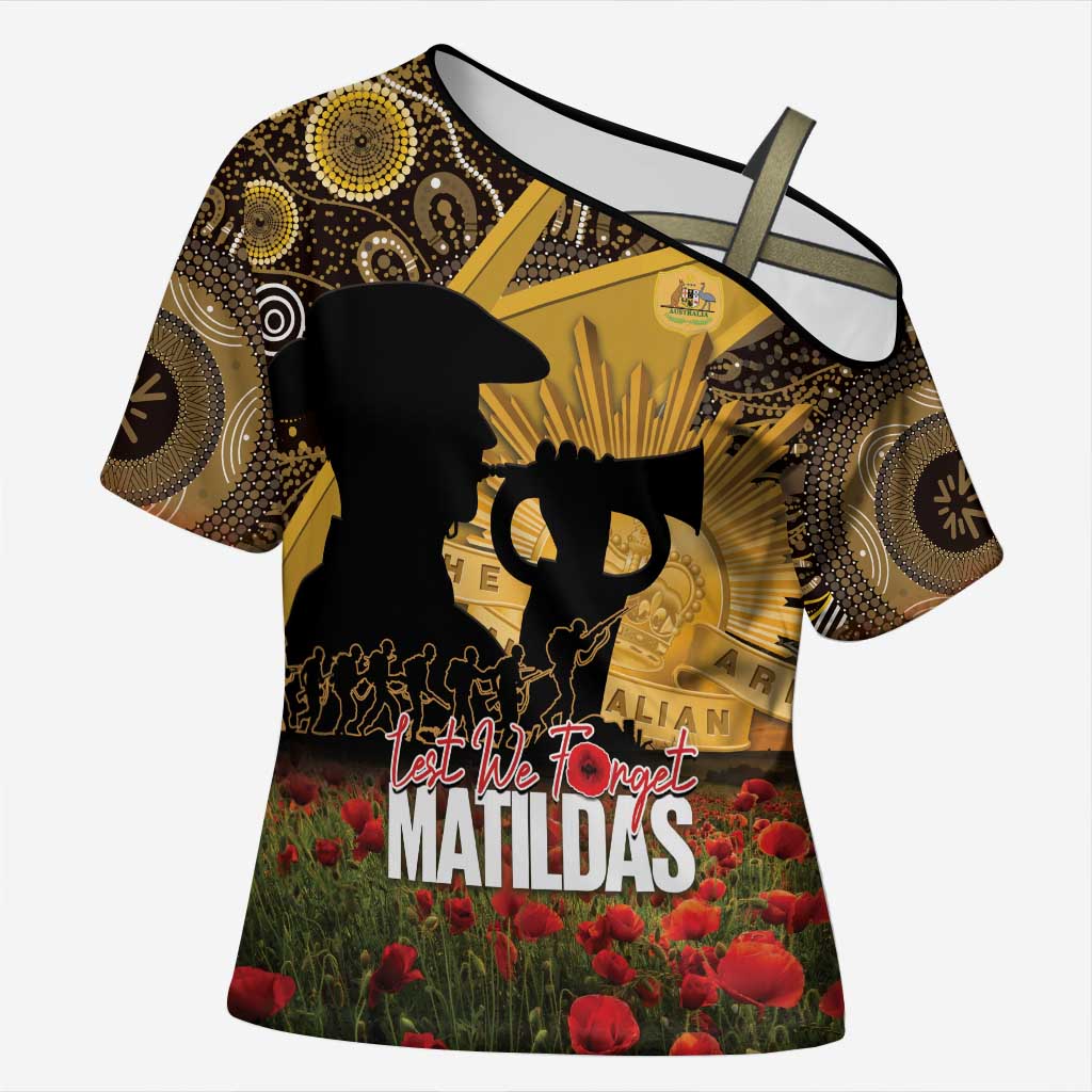 Personalised Australia Matildas ANZAC Day Cross Shoulder Shirt Last Post Poppy Lest We Forget