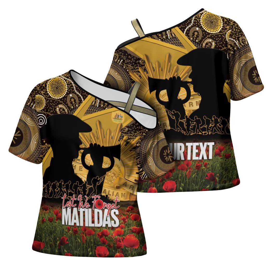 Personalised Australia Matildas ANZAC Day Cross Shoulder Shirt Last Post Poppy Lest We Forget