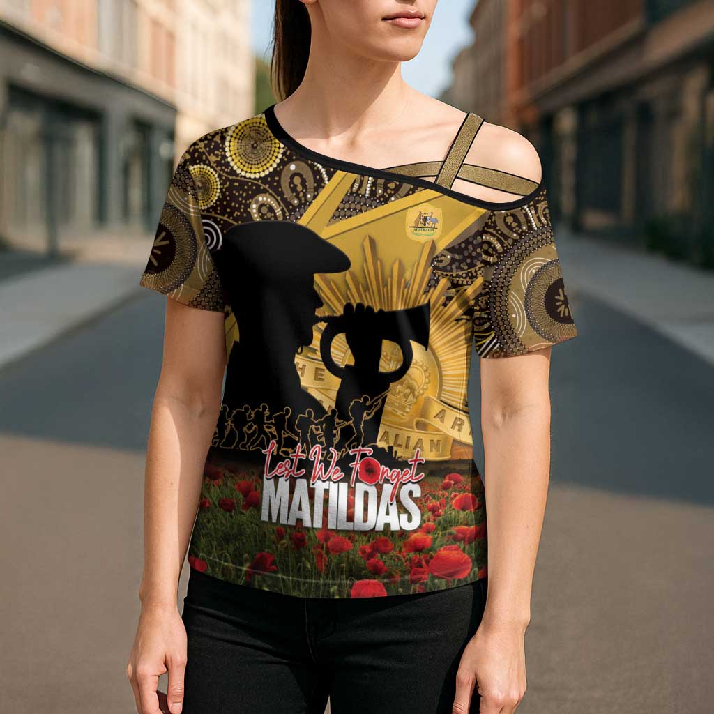Personalised Australia Matildas ANZAC Day Cross Shoulder Shirt Last Post Poppy Lest We Forget