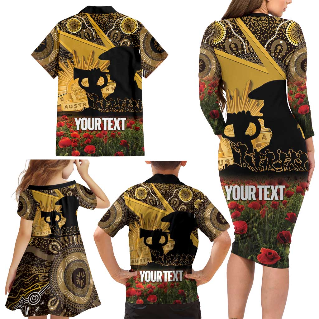 Personalised Australia Matildas ANZAC Day Family Matching Long Sleeve Bodycon Dress and Hawaiian Shirt Last Post Poppy Lest We Forget