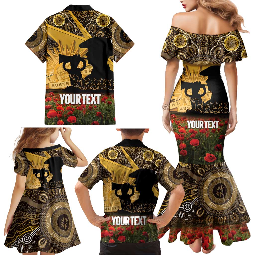 Personalised Australia Matildas ANZAC Day Family Matching Mermaid Dress and Hawaiian Shirt Last Post Poppy Lest We Forget