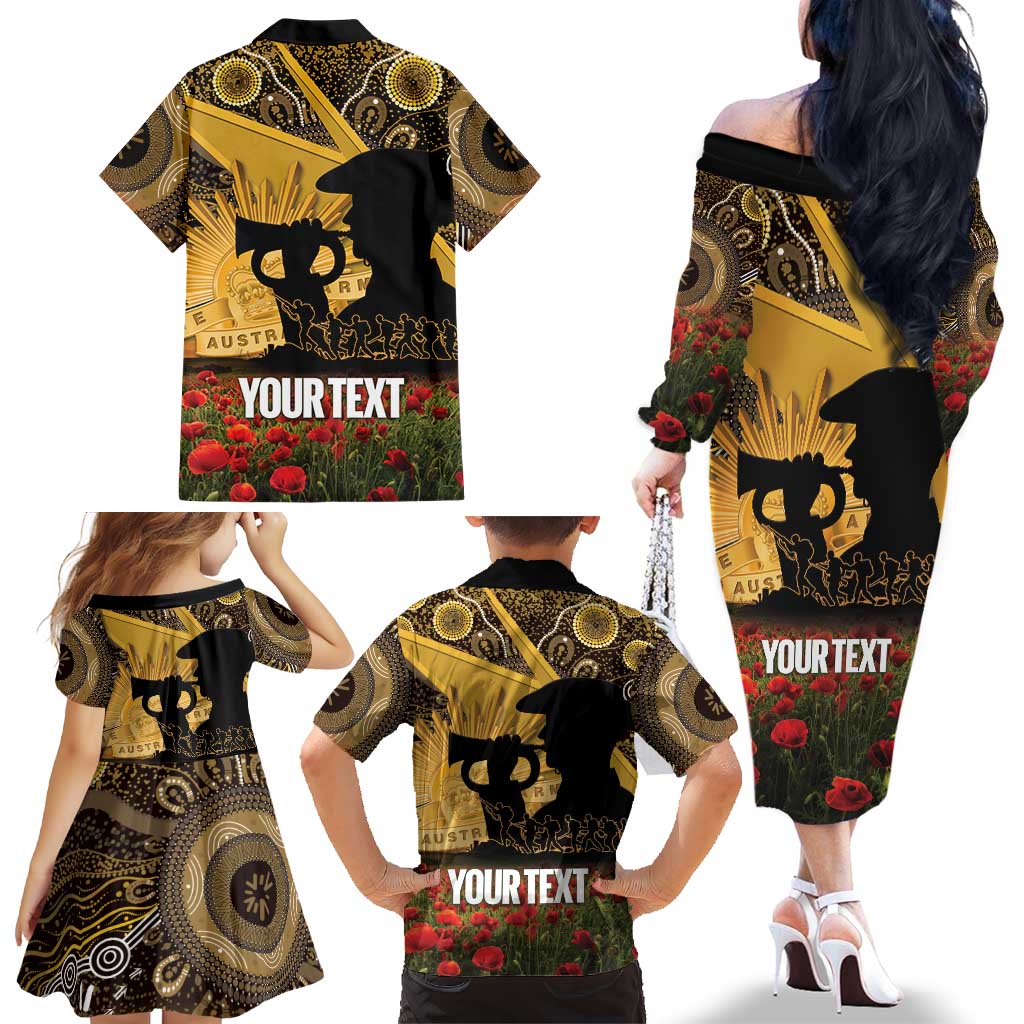 Personalised Australia Matildas ANZAC Day Family Matching Off The Shoulder Long Sleeve Dress and Hawaiian Shirt Last Post Poppy Lest We Forget