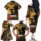 Personalised Australia Matildas ANZAC Day Family Matching Off The Shoulder Long Sleeve Dress and Hawaiian Shirt Last Post Poppy Lest We Forget